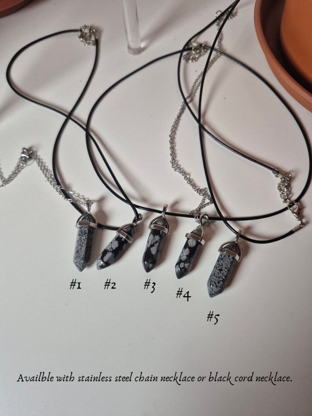 Snowflake Obsidian Necklaces - Picture 3 of 8